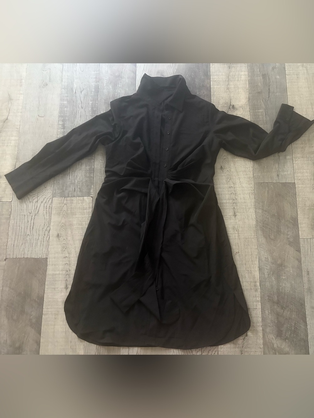 Gracia Black Tie-Waist Shirt Dress - Womens